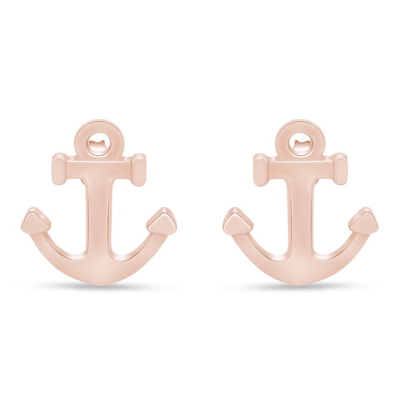 Dainty Tiny Anchor Stud Earrings In 14k Rose Gold Over Sterling Silver | Minimalist, Delicate Jewelry For Her Women