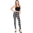 thumbnail image 5 of Niobe Clothing Womens White Black Plaid Print Leggings Buttery Soft, 5 of 5