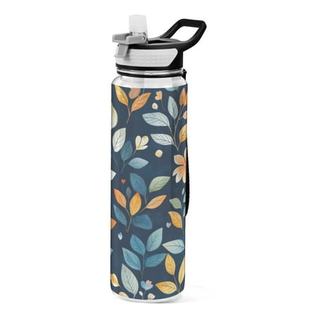 

Sports Water Bottle 1000ML Tritan Food Grade Clear Water Bottle Fitness Outdoor Sports BikeColorful and Beautiful Leaves