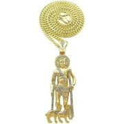 Hip Hop Iced Gold Plated Cubic Zirconia SAN LAZARO Pendant & 4mm 18" Cuban Chain Bling Jewelry Necklace Luxury Gift