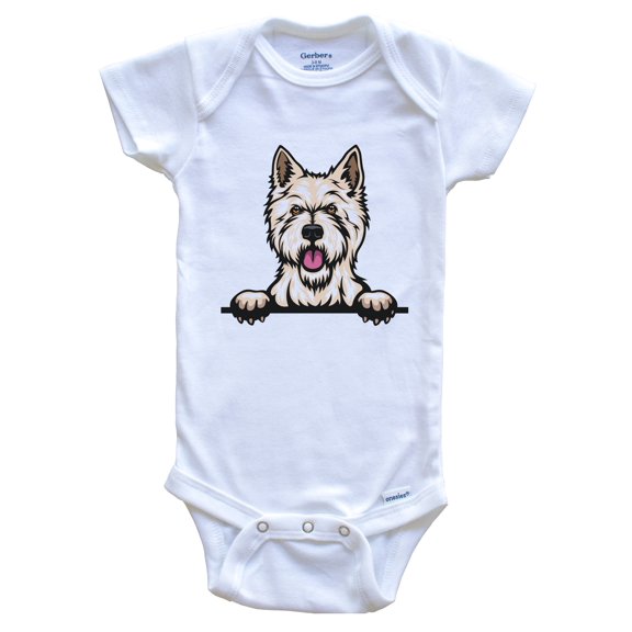 West Highland Terrier Dog Breed Cute Baby Bodysuit, 0-3 months white