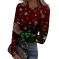 thumbnail image 2 of Christmas Graphic T-Shirt for Women Long Sleeve - Soft Slim Fit Crewneck Top, Cute Holiday Print Casual Tee, 2 of 7