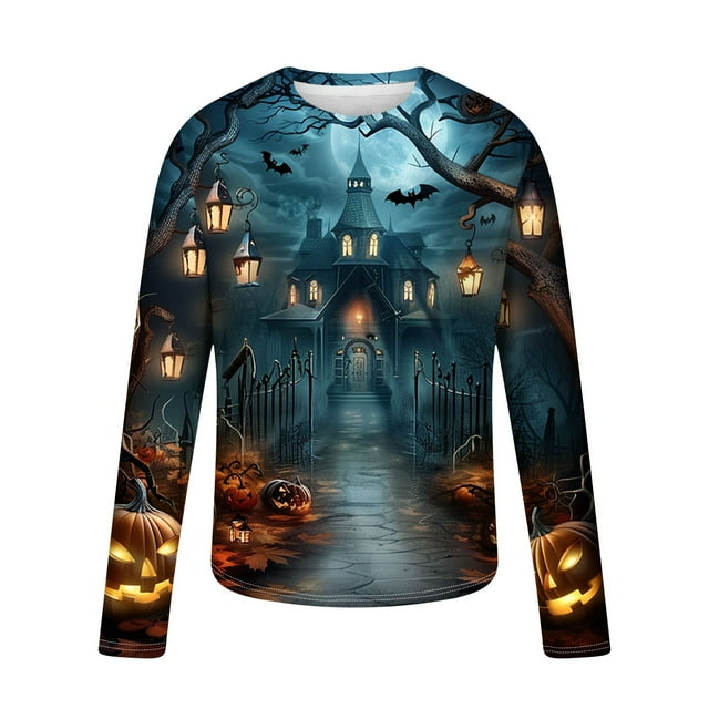 WEAIXIMIUNG Easter Mens 2024 Shirt Moon 3D Print Long Sleeve Tee Shirts Classic Pattern T Shirt Soft Pullover