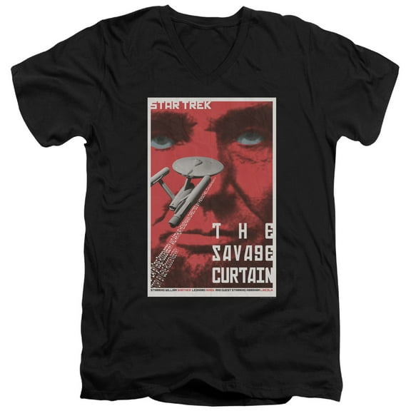 Star Trek Tos Episode 77 Adult V-Neck 30/1 T-Shirt Black