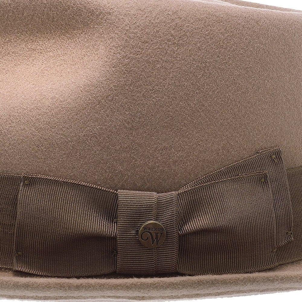 Walrus Hats Compass Camel Diamond Crown Fedora – 100% Australian Wool Felt Hat with Grosgrain Band & Walrus Logo Pin – Stylish Unisex Fedora