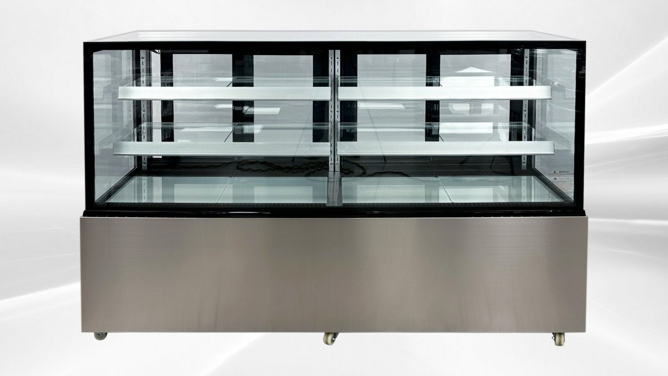 Cooler Depot 72" Refrigerated Cake Showcase Bakery Cooling Display Case, Curved Glass Commercial Bakery Display Refrigerator, LED Lighting, Adjustable Shelves, ETL Certified