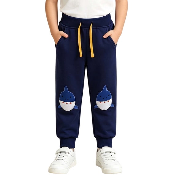 Qingpeng Boys Casual Elastic Waist Pocket Cuffed Sweatpants Long Pants for Kids Size 1-8T