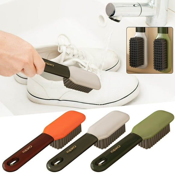 Cepillo para zapatos con mango largo para la limpieza de calzado y ropa. Estropajo multifuncional para el hogar con cerdas de nailon, acero y goma. Limpieza s NCHKUN
