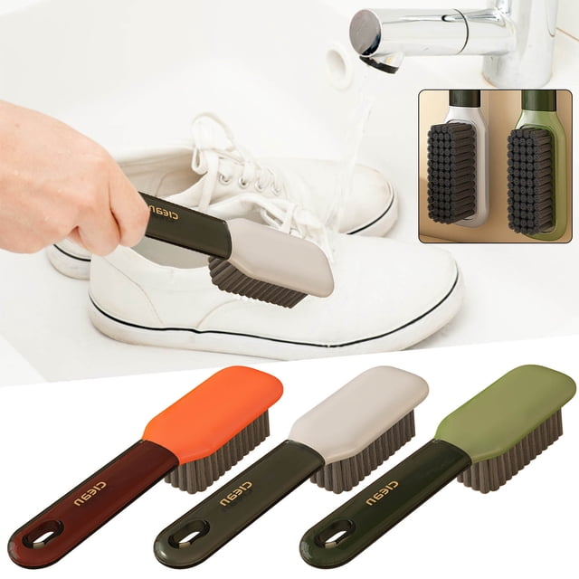 Cepillo para zapatos con mango largo para la limpieza de calzado y ropa. Estropajo multifuncional para el hogar con cerdas de nailon, acero y goma. Limpieza s NCHKUN