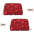 thumbnail image 3 of Picia Playful Red Cartoon Faces Print Leather Makeup Bag Make Up Bag Travel Toiletry Bag for Her Girlfriend Teacher Teen Girl Gifts, 3 of 8