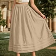 thumbnail image 5 of Lusa Long Skirts for Women 2026 Summer Boho Pleated Loose Fit Lightweight Flowy Skirt Pure Color Casual Elastic High Waisted Swing A-Line Maxi Skirts Khaki XL, 5 of 5