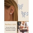 thumbnail image 5 of FindChic Sterling Silver Earrings for Women Cubic Zirconia Butterfly Stud Earrings for Birthday, 5 of 9