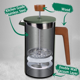 thumbnail image 2 of Cafetera de prensa francesa con mango de madera auténtica, aislamiento de doble pared, cafetera de vertido manual para café y té, 2 of 6