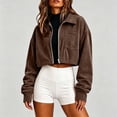 thumbnail image 6 of AloohaidyvioNo Boundaries Womens Cropped Jackets Trendy Lightweight Fall Long Sleeve Lapel Corduroy Zip Up Jacket with Pockets, 6 of 6