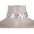 thumbnail image 5 of New Women Fashion Jewelry Choker Necklace Shiny Silver Faux Leather Leaf Fabric, 5 of 8