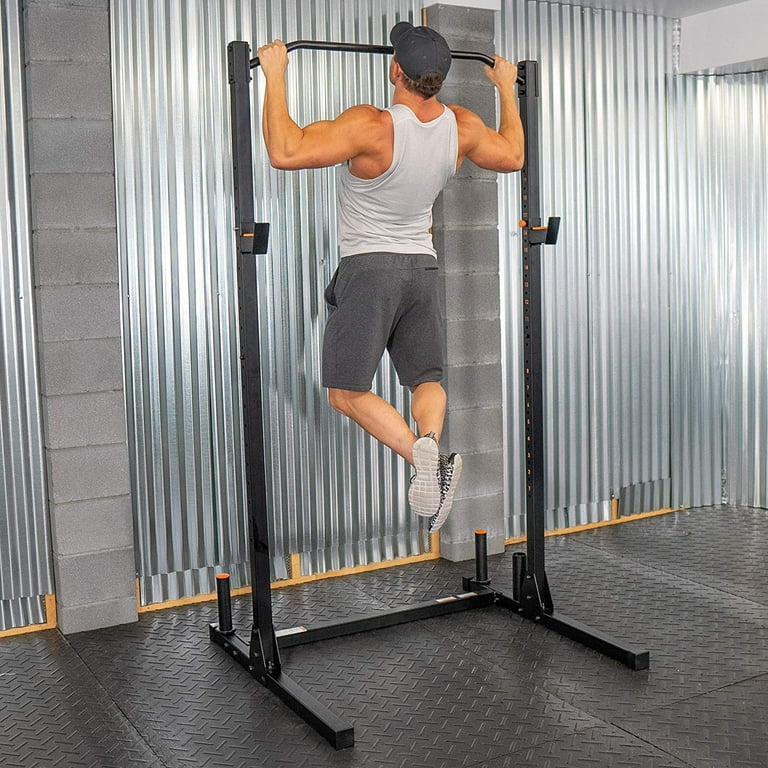 GRIND Fitness Alpha1000 Squat Stand Exercise Rack with Barbell Holder and Weight Storage Pegs 2x2 Uprights 1000 lbs Weight Limit Textured Pull Up