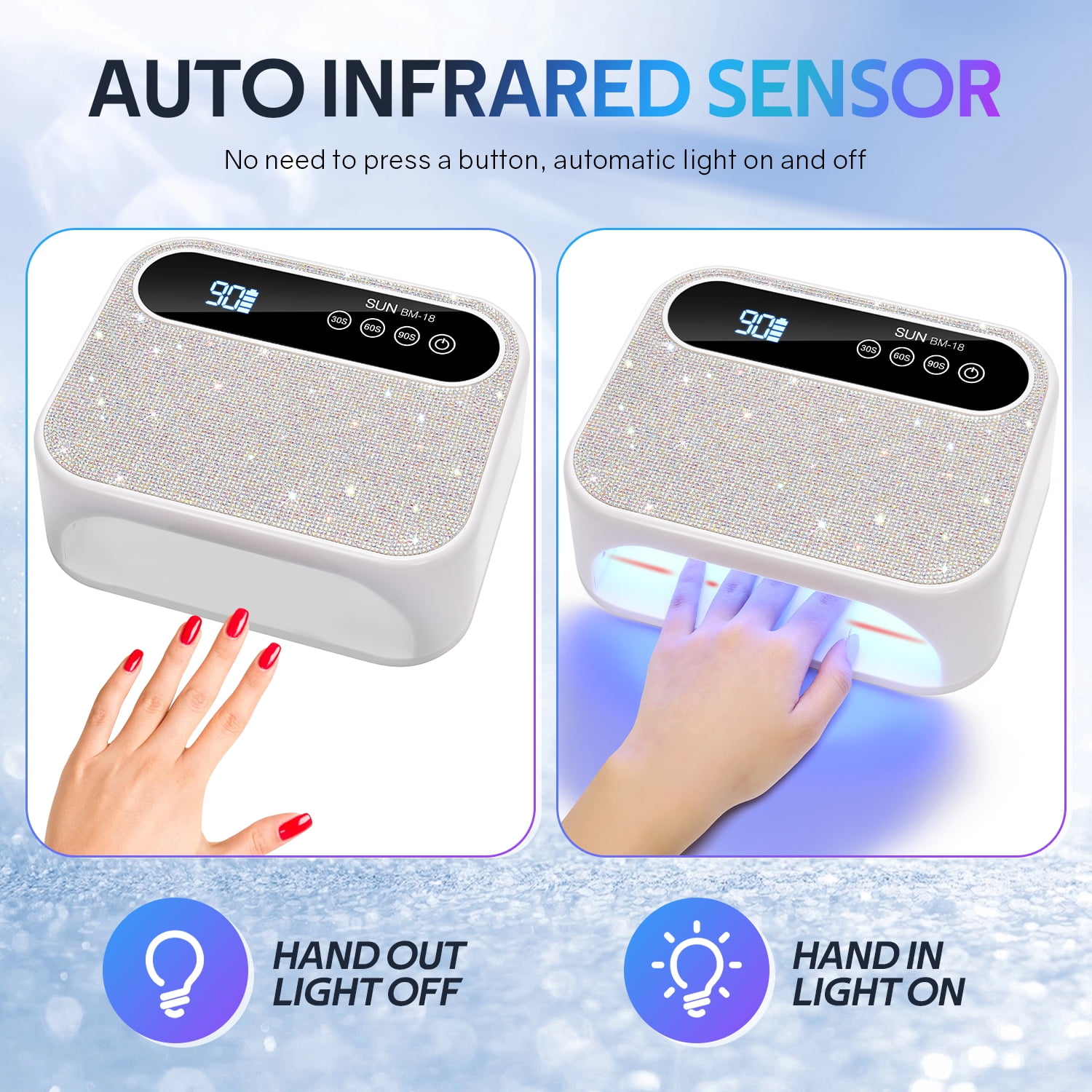 Rechargeable UV LED Nail Lamp 168W with 42 LEDs – PRYZUNA Cordless Gel Nail Dryer with Smart Sensor & Timers for Manicure & Pedicure
