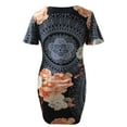 thumbnail image 5 of Pompotops Robe Longue Décontractée Mode Femme Serrée Fleurs Imprimées Sexy Col en V Profond Manches Courtes, 5 of 5