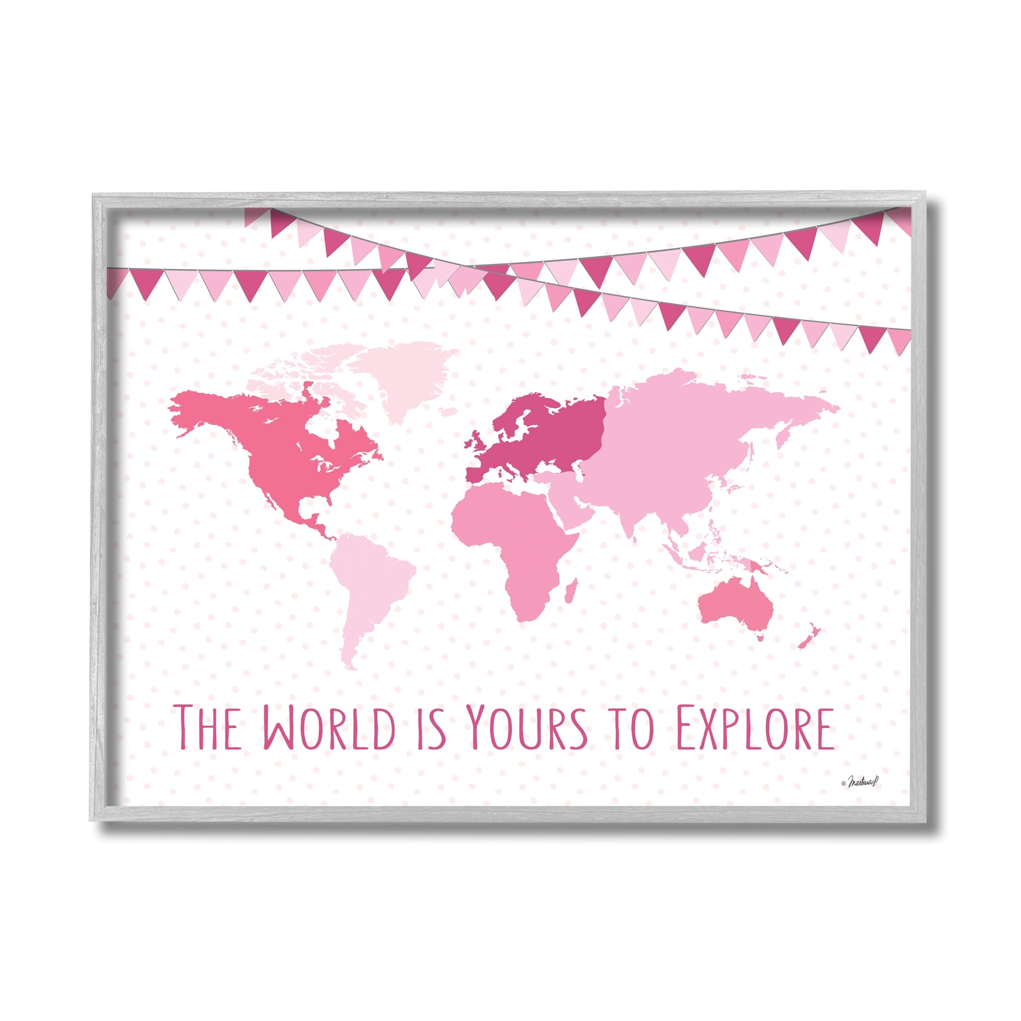 Stupell Industries World Is Yours to Explore Motivational World Map,24 x 30,Designed by Martina Pavlova