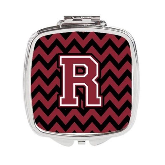 Letter R Chevron Garnet & Black Compact Mirror