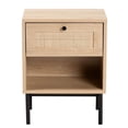 thumbnail image 3 of Baxton Studio Sherwin Brown and Black 1-Drawer End Table with Rattan Accent, 3 of 10