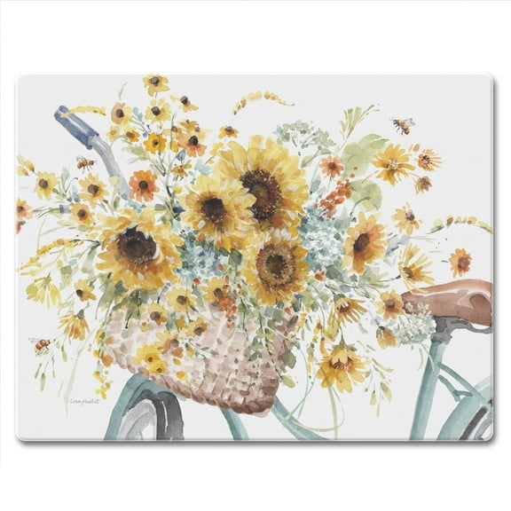 CounterArt "Sunflowers Forever" 3mm Tempered Glass Cutting Board 10" by 8"