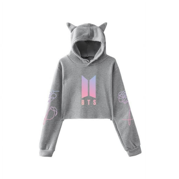 Sudadera Recortada con Orejas de Gato de Apoyo de BTS Surrounding