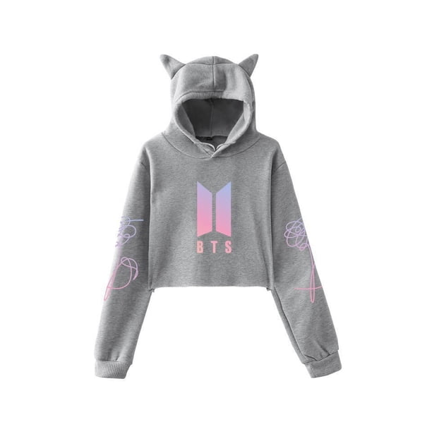 Sudadera Recortada con Orejas de Gato de Apoyo de BTS Surrounding