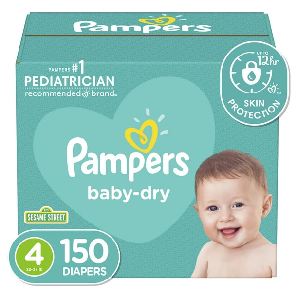 Pampers Baby-Dry Extra Protection Diapers, Size 4, 150 Count - Walmart