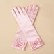 thumbnail image 1 of Zhuge Guantes de princesa, guantes largos de satén blanco para niña, guantes de princesa con lazos de diamantes para cumpleaños, bodas, fiestas de disfraces, color rosa, 1 of 3