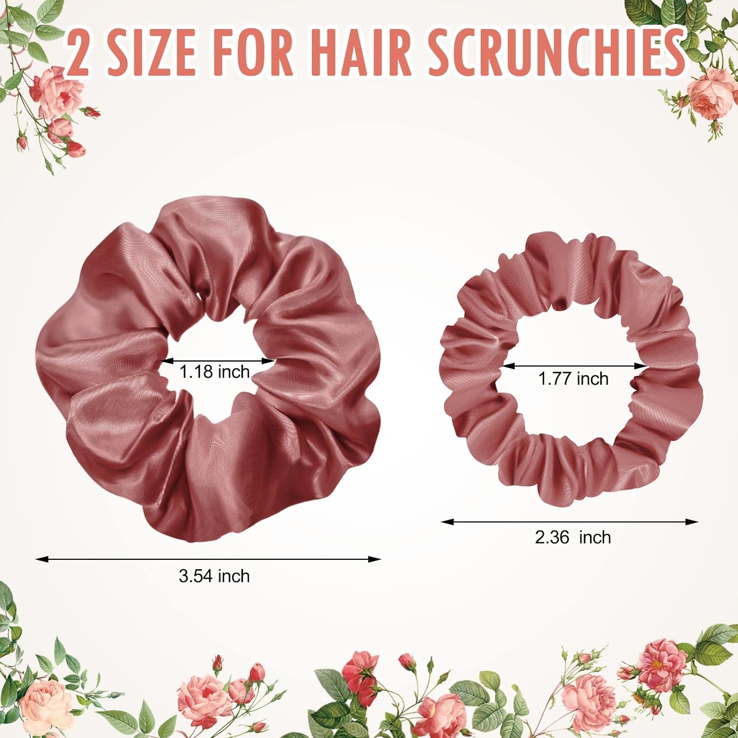 24 Pcs Satin Scrunchies for Women Silk Hair Ties Set 2 Sizes Soft Ponytail Holders for Thick Curly Hair Assorted Colors for Daily Use Wedding Party Gifts (Gentle Colors, Plain Pattern)