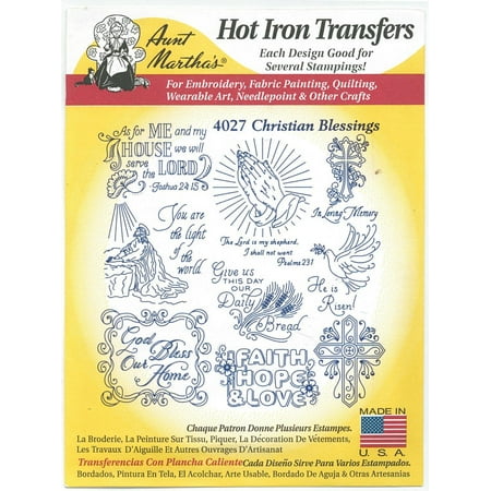 Christian Blessings Aunt Martha's Hot Iron Embroidery Transfer