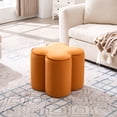 thumbnail image 2 of Zesthouse 18.5″ Velvet Fabric Ottoman, Modern Ottoman Coffee Table for Living Room, Flower Shaped Foot Stools, Upholstered Footrest Stool for Couch, Orange, 2 of 8