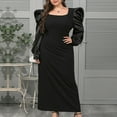 thumbnail image 2 of Black Dress for Women Elegant Formal Dress Plus Size Long Puff Sleeve Square Neck Maxi Dress Evening Prom Dress, 2 of 7