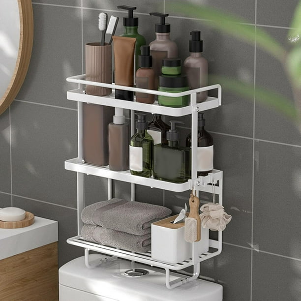 Por Del Gabinete de Almacenamiento, Soporte para Baño con Diseño de Montaje en Pared, Estantes Organizadores de Almacenamiento de Baño , 3 niveles. 3 niveles. Macarena organizador del estante del inodoro