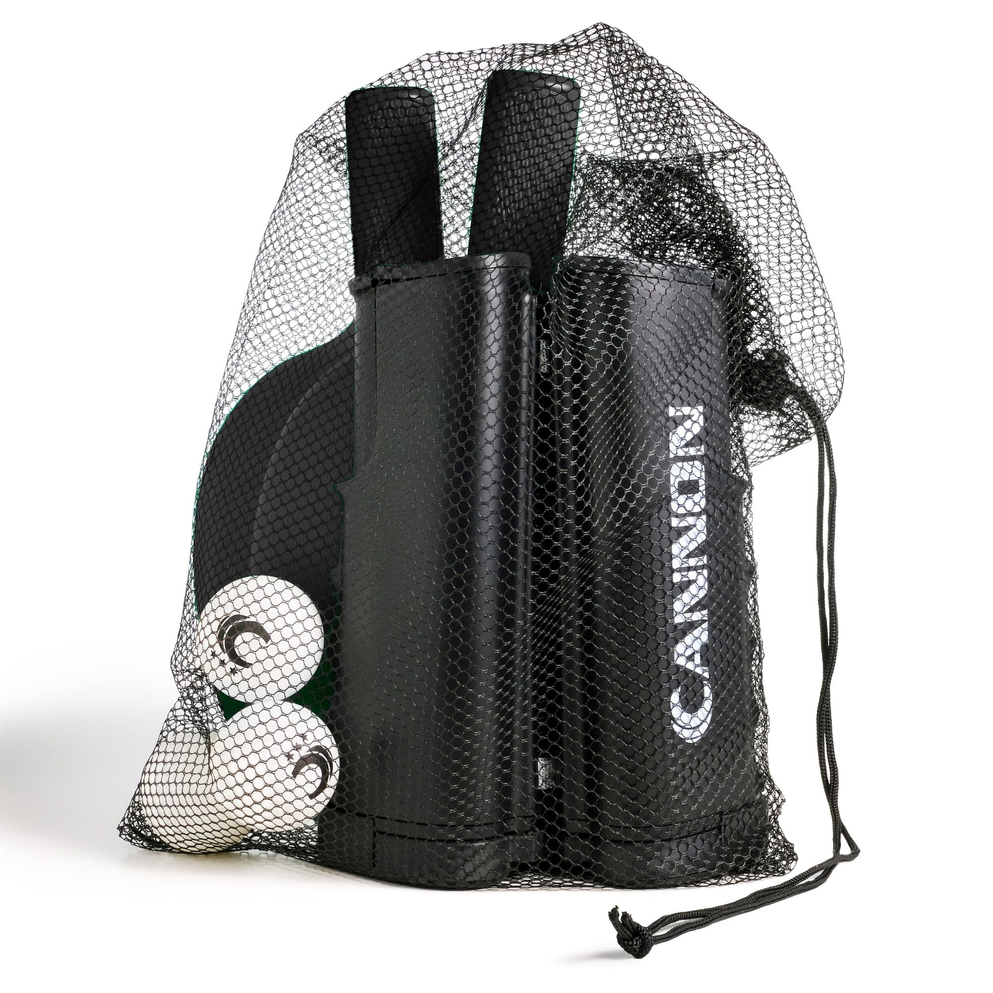 Cannon Sports Table Tennis Set – 2 Unbreakable Paddles, 6 3-Star Balls, Retractable Net & Carry Bag – Clamp-On Portable Ping Pong Net Fits Tables up to 2 Inch Thick, Extends to 6 Feet (Black)