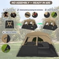 thumbnail image 4 of COBIZI 4-6-8 Person Family Camping Tent with Instant Pop-Up Setup, 10x9FT 210D Oxford Waterproof PU2000mm & Fire Resistant, Mesh Screen Windows, Wind Ropes and Stakes Included, Khaki, 4 of 7