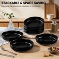 thumbnail image 2 of Vesteel Pasta Bowls Set of 6, 32oz Large Salad Bowl for Home Kitchen, Ceramic Serving Plates for Soup, Cereal, Fruits, Microwave & Dishwasher Safe, Matte Black, 2 of 9