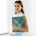 thumbnail image 6 of Green Grid Stripe 3 Ring Binders 1.5 inch Hardcover File Folders with Interior Pockets A4 Size Organizer for School Office Hospital, 6 of 8