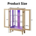 thumbnail image 4 of HIUU 43.7" Lighted Display Cabinet with Glass Doors, 3-Tier Farmhouse Curio Display Cabinet with Adjustable Shelves for Dining Room,RGB LED Lights Included,Light Oak, 4 of 9