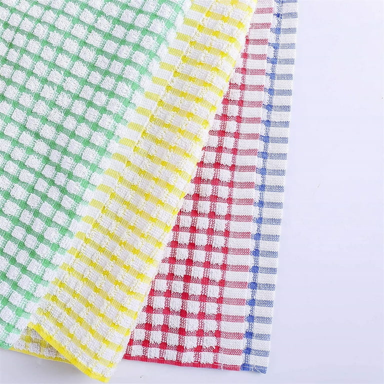 Egles 12 x 12 Dish Towel Set of 8, 100% Cotton Grid Dish Cloths Terr