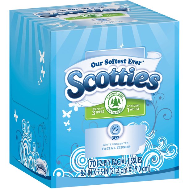 Scotties White Unscented Facial Tissue, 70 sheets