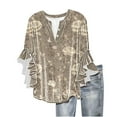 thumbnail image 2 of AGWOLF Women's Velvet Tops 3/4 Sleeve Ruffle Tunic Blouses Dressy V Neck Floral Shirts Fall Winter Clothes Evening Party Top, 2 of 6