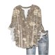thumbnail image 2 of Tejiojio Women's Casual Printed Top Lace Trim V-Neck 3/4 Sleeves Button Down Fashionable Daily Wear, 2 of 6