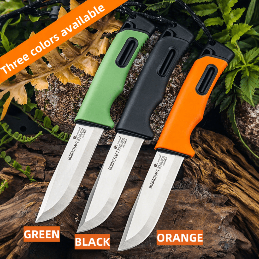 Fixed Blade Knife 3.7" 5Cr15 Steel, Plastic Sheath, PP/TPR Handle. Multi-Use for Camping & Outdoor.