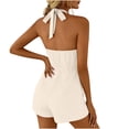 thumbnail image 3 of Pounoo Women's Rompers Halter Neck Sleeveless Knit Rompers Casual Daily Style Lightweight Breathable Tie Back Elastic Waist Solid Color Rompers Gift, 3 of 9