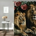 thumbnail image 2 of Fenyluxe Red Rose and Lion Shower Curtain Set Bathroom Shower Curtain with Hooks,Waterproof Fabric Shower Curtain for Bathroom Decor 69x72, 2 of 7