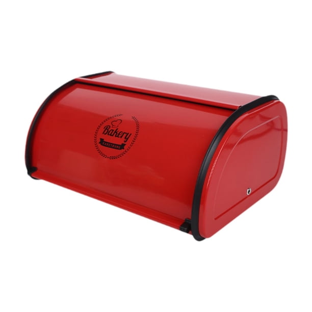 Panera con tapa enrollable, panera multiusos vintage para encimera de cocina. Rojo