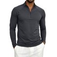 thumbnail image 5 of Linfrsh Tops for Men Quarter Zip Pullover for Men Mock Neck Sweatshirt Lightweight Men's Long Sleeve Golf Shirt, 5 of 7