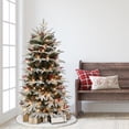 thumbnail image 4 of 4.5 ft Pre-lit Slim Flocked Halifax Fir Tree 985 Tips 200 UL Clear Incandescent Lights, 4 of 4
